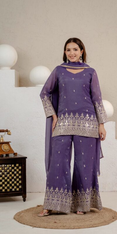 MD 3103 Lavender Crunchy Silk Salwar Suit with Embroidery Work & Sequins Work. Exclusive Offer ₹2399. Delivery 4-6 Working Days. Shop now. | Jump Suits, Salwar suit, Designer Suits, Casual Suits, Creative suits, Palazzo Suits, Party Wear Suits, Patiala Suits, Straight Suits