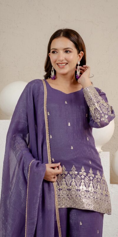 MD 3103 Lavender Crunchy Silk Salwar Suit with Embroidery Work & Sequins Work. Exclusive Offer ₹2399. Delivery 4-6 Working Days. Shop now. | Jump Suits, Salwar suit, Designer Suits, Casual Suits, Creative suits, Palazzo Suits, Party Wear Suits, Patiala Suits, Straight Suits