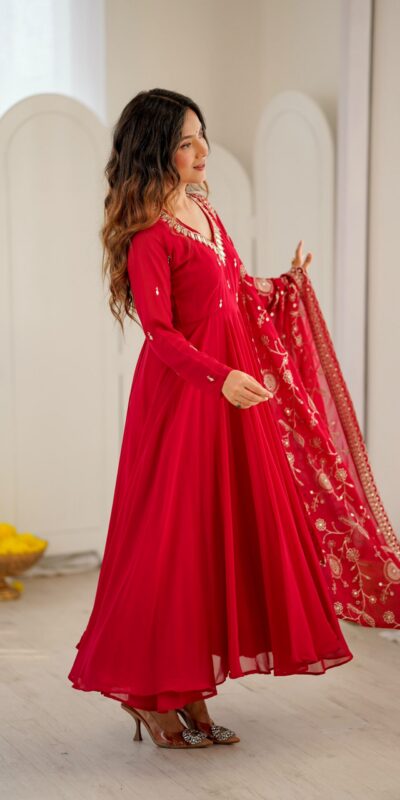 ZF 5025 Red Faux Georgette Gown Perfect for Wedding, Party, Raksha Bandhan, Temple Visit, Onam – . Get it for ₹2149. Delivery 4-6 Working Days. Shop now | Gowns, Bollywood Gowns, Creative Gowns, Designer Gowns, Embroidered Gowns, Party Wear Gowns