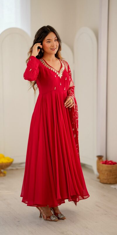 ZF 5025 Red Faux Georgette Gown Perfect for Wedding, Party, Raksha Bandhan, Temple Visit, Onam – . Get it for ₹2149. Delivery 4-6 Working Days. Shop now | Gowns, Bollywood Gowns, Creative Gowns, Designer Gowns, Embroidered Gowns, Party Wear Gowns