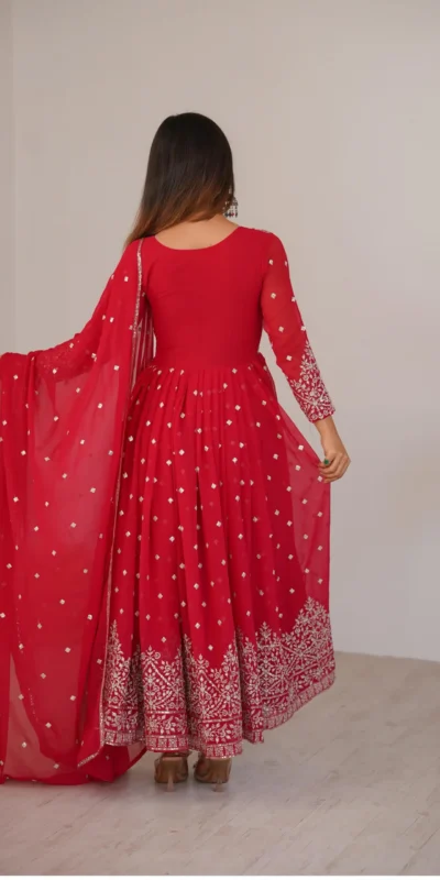 SP 81 Red| Faux Georgette Salwar Suit with Lace Work & Digital Print. Introductory Price ₹2449. Delivery 4-6 Working Days. Shop now. | Anarkali Suits, Bollywood Anarkali, Creative-Anarkali, Designer Anarkali, Embroidered Anarkali, Party Wear Anarkali, Salwar suit