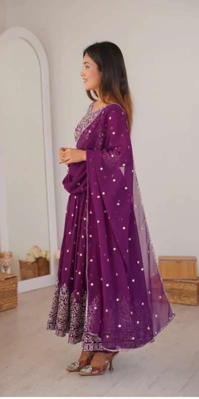 SP 81 Wine| Faux Georgette Salwar Suit with Lace Work & Digital Print. Introductory Price ₹2449. Delivery 4-6 Working Days. Shop now. | Anarkali Suits, Bollywood Anarkali, Creative-Anarkali, Designer Anarkali, Embroidered Anarkali, Party Wear Anarkali, Salwar suit