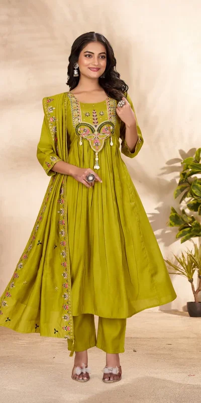 DIVA 136 Lime Green in Viscose Roman Silk Embroidery Work & Hand Work Salwar Suit . Best Price ₹2099. Delivery 4-6 Working Days. Shop now. | Jump Suits, Salwar suit, Designer Suits, Casual Suits, Creative suits, Palazzo Suits, Party Wear Suits, Patiala Suits, Straight Suits