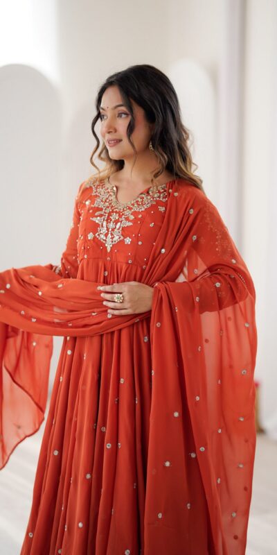 JF 056 Orange Faux Georgette Salwar Suit with Mirror Work & Embroidery Work. Get it for ₹2349. Delivery 4-6 Working Days. Shop now. | Jump Suits, Salwar suit, Designer Suits, Casual Suits, Creative suits, Palazzo Suits, Party Wear Suits, Patiala Suits, Straight Suits