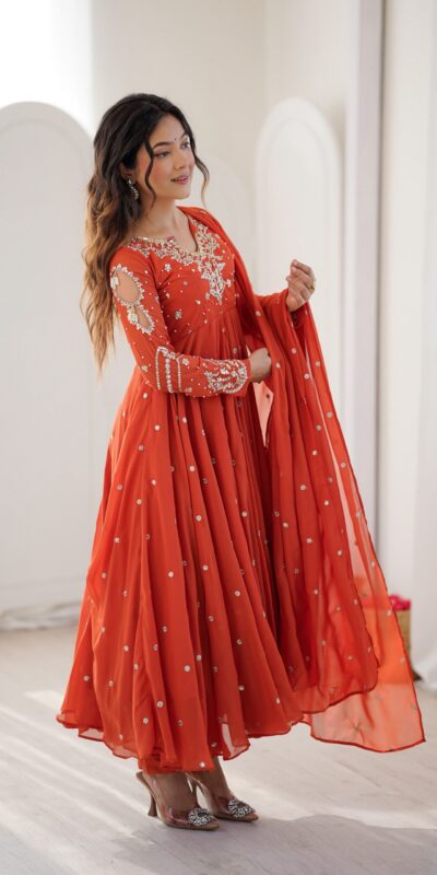 JF 056 Orange Faux Georgette Salwar Suit with Mirror Work & Embroidery Work. Get it for ₹2349. Delivery 4-6 Working Days. Shop now. | Jump Suits, Salwar suit, Designer Suits, Casual Suits, Creative suits, Palazzo Suits, Party Wear Suits, Patiala Suits, Straight Suits