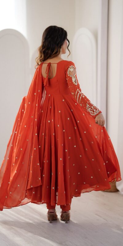 JF 056 Orange Faux Georgette Salwar Suit with Mirror Work & Embroidery Work. Get it for ₹2349. Delivery 4-6 Working Days. Shop now. | Jump Suits, Salwar suit, Designer Suits, Casual Suits, Creative suits, Palazzo Suits, Party Wear Suits, Patiala Suits, Straight Suits