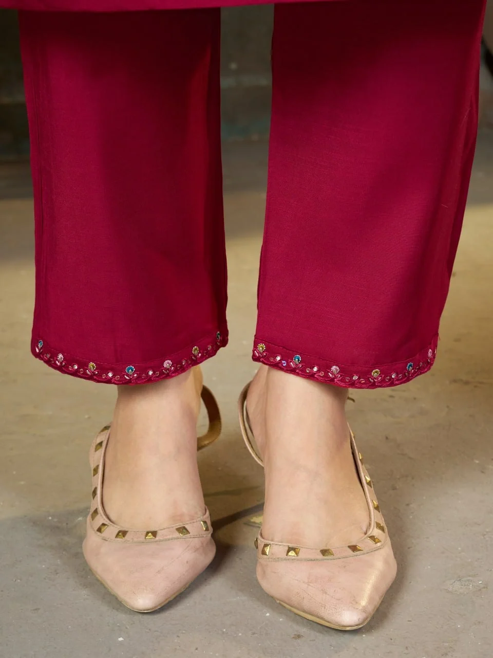 Alluring Pink Marina Silk Thread Work Salwar Suit - Image 7