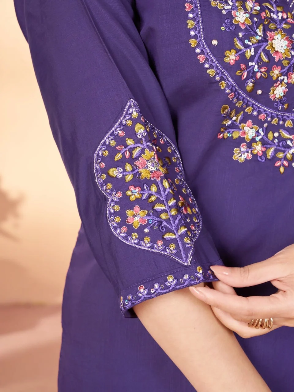 Alluring Purple Marina Silk Thread Work Salwar Suit - Image 5