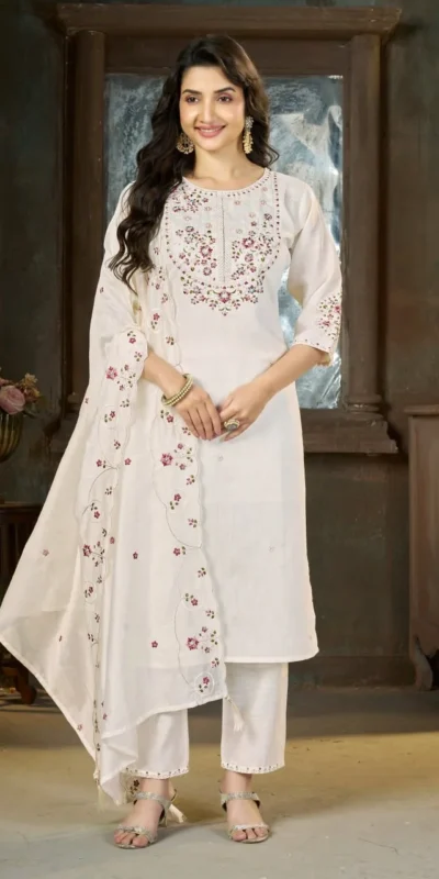 DIVA 177 White Thread Embroidery & Embroidery Work Salwar Suit in Brown Marina Silk. Now at just ₹2399. Delivery 4-6 Working Days. Shop now. | Jump Suits, Salwar suit, Designer Suits, Casual Suits, Creative suits, Palazzo Suits, Party Wear Suits, Patiala Suits, Straight Suits