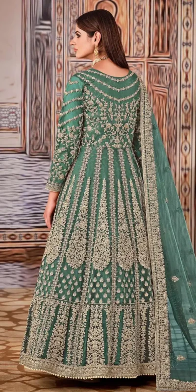 FC 2701 Sea Green Sequins Work & Embroidery Work Salwar Suitin Peach Butterfly Net. Grab it for ₹3149. Delivery 4-6 Working Days. Shop now. | Jump Suits, Salwar suit, Designer Suits, Casual Suits, Creative suits, Palazzo Suits, Party Wear Suits, Patiala Suits, Straight Suits