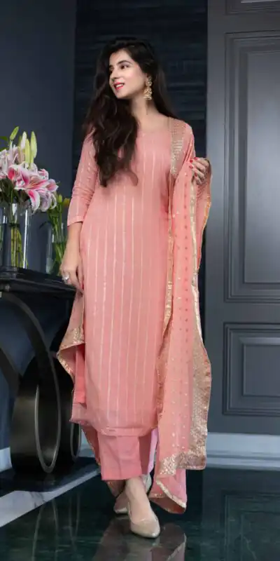 RTC5233 Orange Top: Heavy Georgette Bottom: Crepe Silk Work: Heavy Sequence Dupatta: Heavy Georgette Party, Casual, Wedding @1449 | Salwar suit, Designer Suits, Casual Suits, Creative suits, Palazzo Suits, Party Wear Suits, Straight Suits