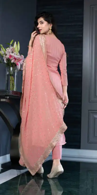 RTC5233 Orange Top: Heavy Georgette Bottom: Crepe Silk Work: Heavy Sequence Dupatta: Heavy Georgette Party, Casual, Wedding @1449 | Salwar suit, Designer Suits, Casual Suits, Creative suits, Palazzo Suits, Party Wear Suits, Straight Suits