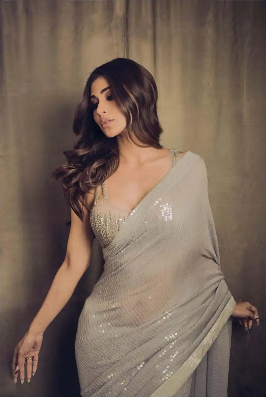 Dazzling Mouni Roy In Manish Malhotra's Grey Sequence Saree - Image 5