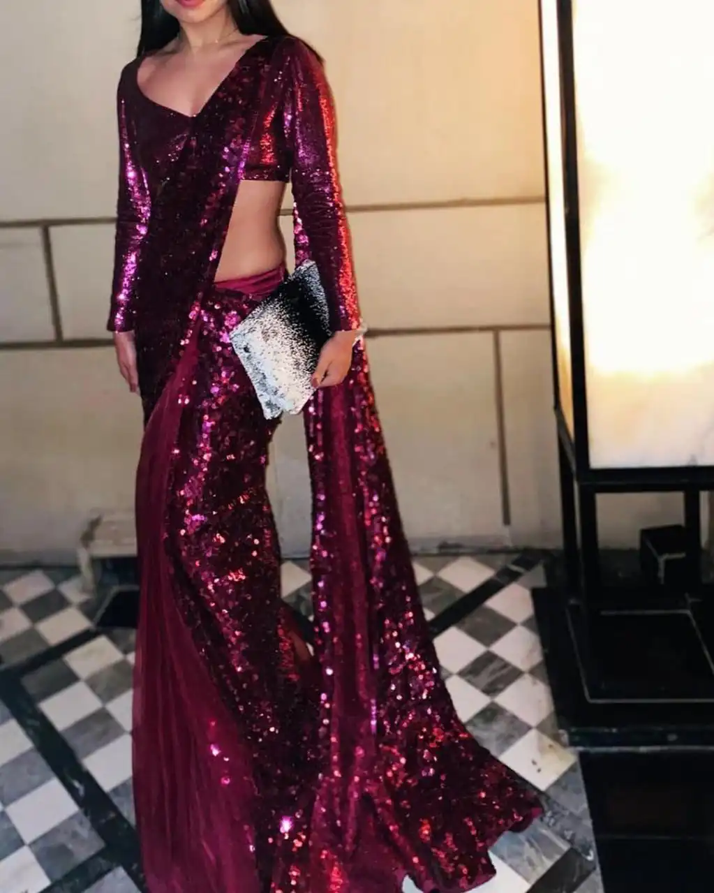L1264G Dark Purple Saree And Blouse: Fancy Rangoli Silk Work: Sequence With Embroidery Work Party, Wedding, Events Sequence Saree @2149 | Sarees, Bollywood Sarees, Creative Sarees, Designer Sarees, Embroidered Sarees, Ethnic Saree, Party Wear Sarees