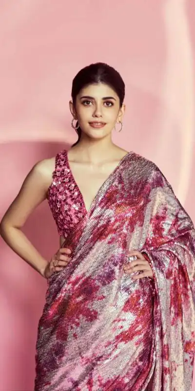 DF3173 Pink Saree : Light Weight Georgette Work : Heavy Digital Print Blouse: Georgette @1499 Sanjana Sanghi Pink Sequence Saree | Sarees, Bollywood Sarees, Creative Sarees, Designer Sarees, Embroidered Sarees, Party Wear Sarees