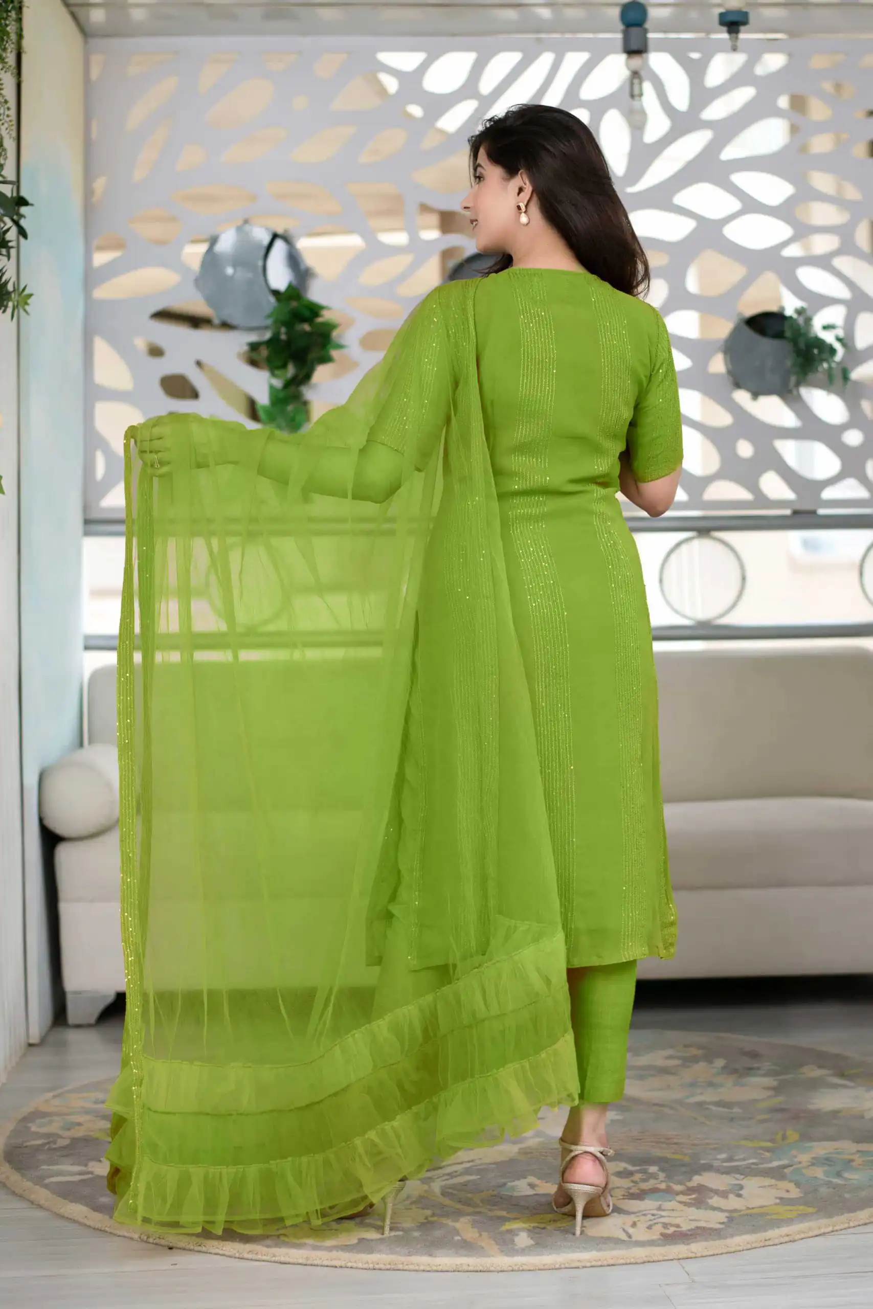 RTCKD 1040 Green Top: Heavy Rayon Dupatta: Net Work: Fancy Thread Embroidery Sequence Work Party, Wedding, Festive @1649/- Only | Salwar suit, Designer Suits, Casual Suits, Creative suits, Party Wear Suits, Straight Suits