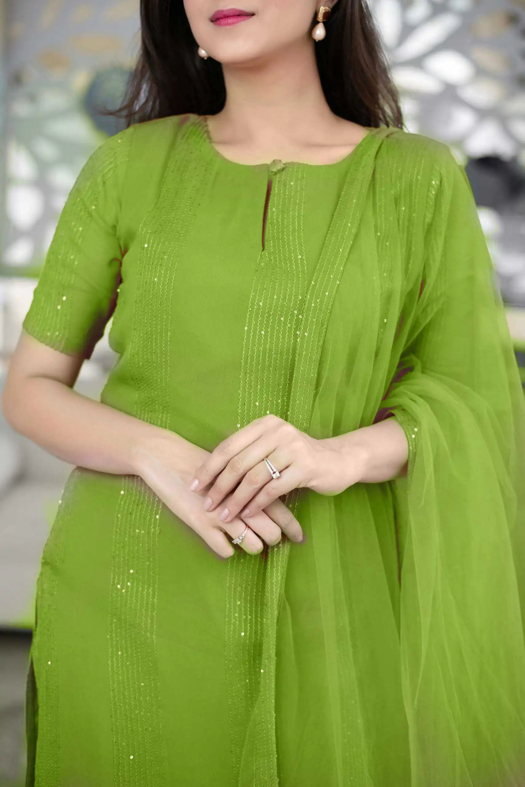 RTCKD 1040 Green Top: Heavy Rayon Dupatta: Net Work: Fancy Thread Embroidery Sequence Work Party, Wedding, Festive @1649/- Only | Salwar suit, Designer Suits, Casual Suits, Creative suits, Party Wear Suits, Straight Suits