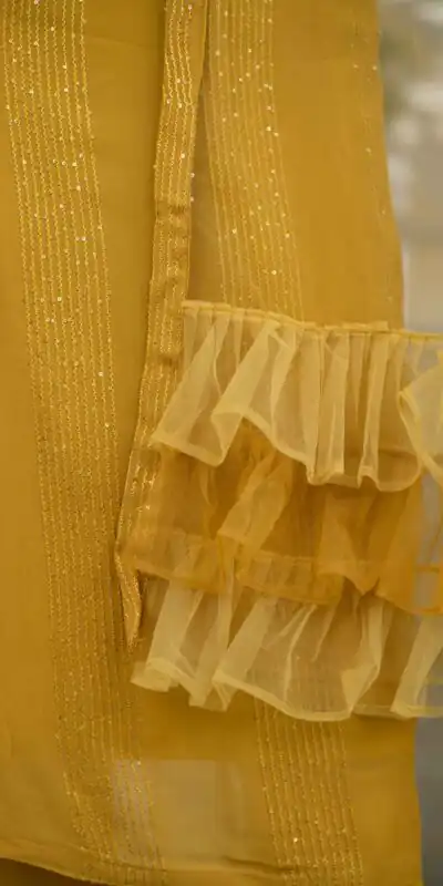 RTCKD 1040 Yellow Top: Heavy Rayon Dupatta: Net Work: Fancy Thread Embroidery Sequence Work Party, Wedding, Festive @1649/- Only | Salwar suit, Designer Suits, Casual Suits, Creative suits, Party Wear Suits, Straight Suits