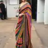 Gorgeous Alia Bhatt In Sabyasachi Multi Color Designer Party Wear Saree