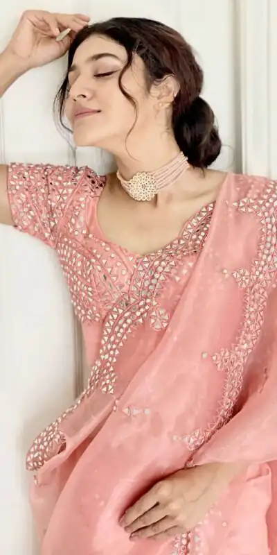 KD 215 Peach Saree : Original Organza Blouse : Banglori Silk Work : Beautiful Embroidery With Real Mirror Work Party, Wedding @1499/- | Sarees, Bollywood Sarees, Creative Sarees, Designer Sarees, Embroidered Sarees, Modern Digital sarees, Party Wear Sarees
