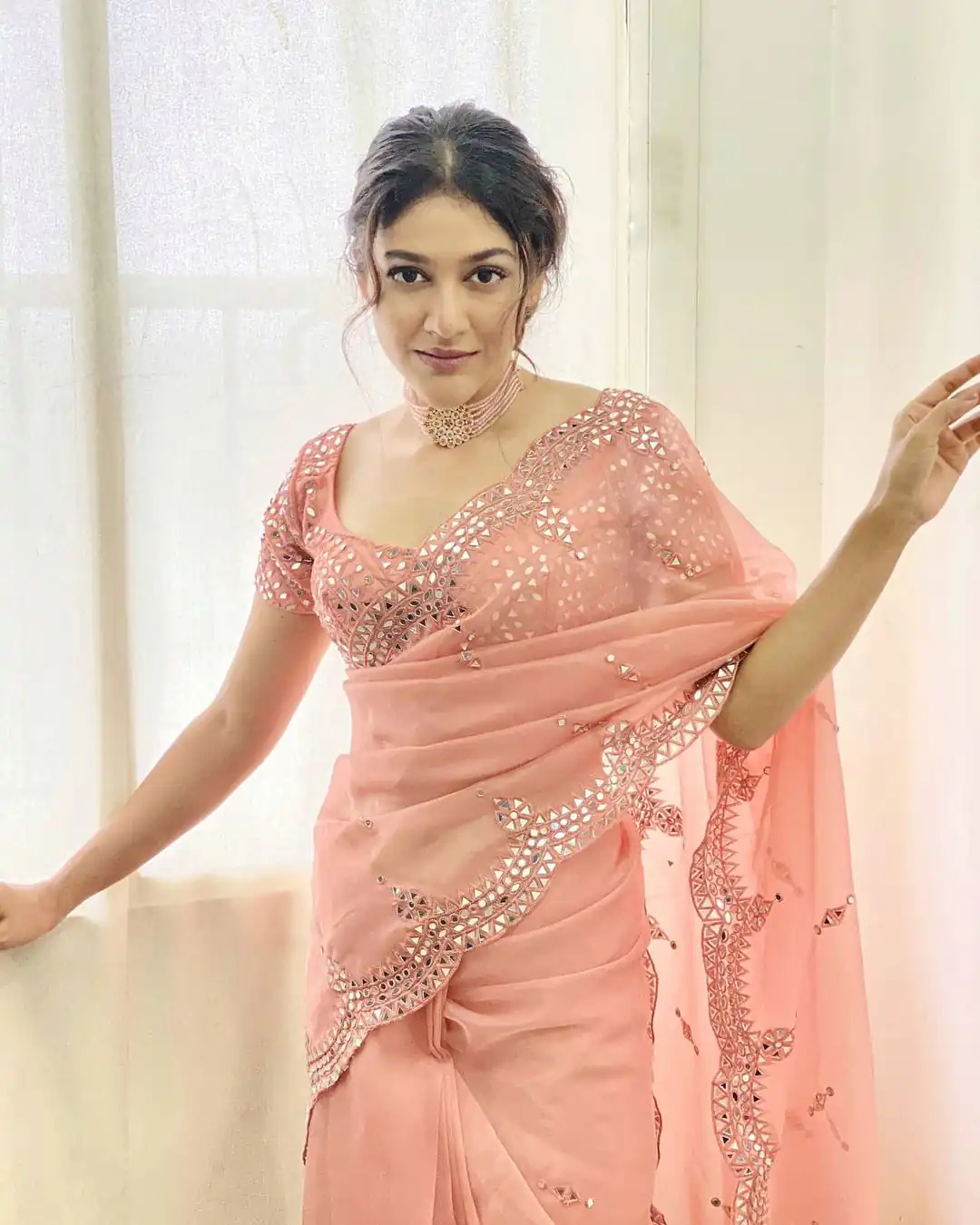 KD 215 Peach Saree : Original Organza Blouse : Banglori Silk Work : Beautiful Embroidery With Real Mirror Work Party, Wedding @1499/- | Sarees, Bollywood Sarees, Creative Sarees, Designer Sarees, Embroidered Sarees, Modern Digital sarees, Party Wear Sarees