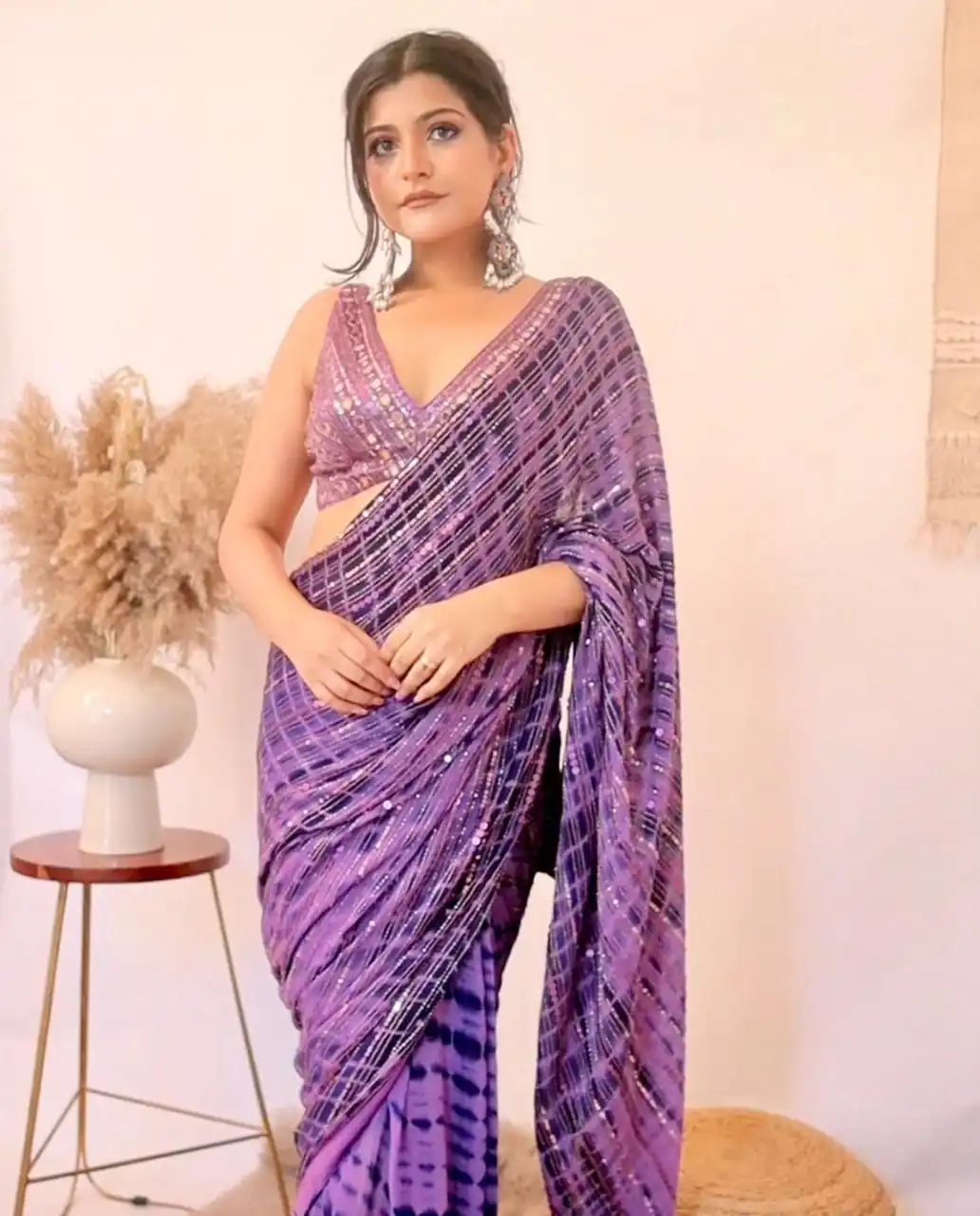 LG 1329 Purple Saree : Georgette Blouse :Taffeta Silk Double Sequence Embroidery Work With Real Mirror Hand Work Party, Wedding,@2149/- Only | Sarees, Bollywood Sarees, Creative Sarees, Designer Sarees, Embroidered Sarees, Ethnic Saree, Modern Digital sarees, Party Wear Sarees