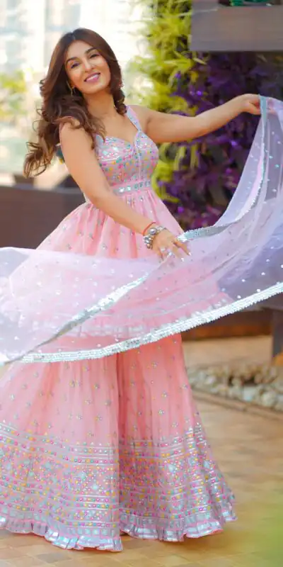 NSR 202 Pink Top : Heavy Faux Georgette Sharara : Heavy Faux Georgette Work : Heavy Embroidery Work Wedding, Party @2099/- | Salwar suit, Designer Suits, Casual Suits, Creative suits, Palazzo Suits, Party Wear Suits, Straight Suits