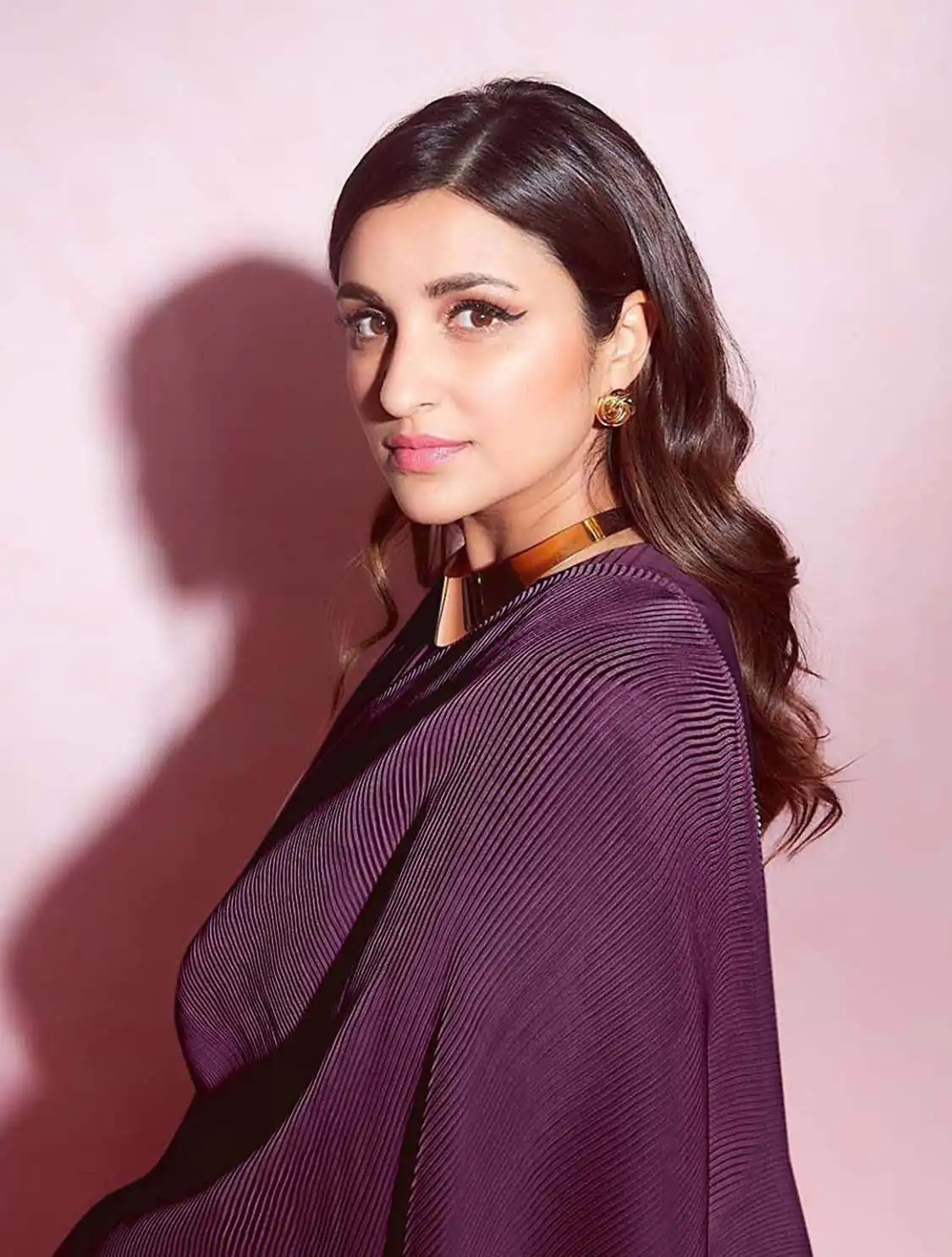 BT 1083 Purple Saree : Premium Chinon Silk Work : Dazzling Pleating Work Casual, Party Wear, Wedding Parineeti Chopra Pleated Saree @1499/- | Sarees, Bollywood Sarees, Creative Sarees, Designer Sarees, Embroidered Sarees, Party Wear Sarees