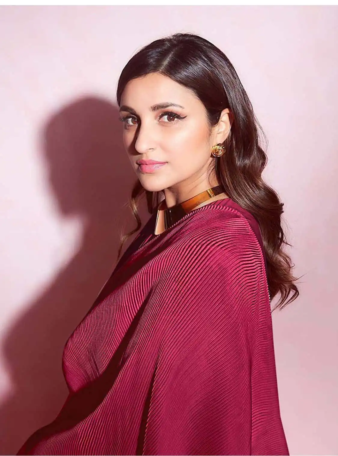 BT 1083 Red Saree : Premium Chinon Silk Work : Pleating Work Casual, Party Wear, Wedding Parineeti Chopra Pleated Saree @1499/- | Sarees, Bollywood Sarees, Creative Sarees, Designer Sarees, Embroidered Sarees, Party Wear Sarees