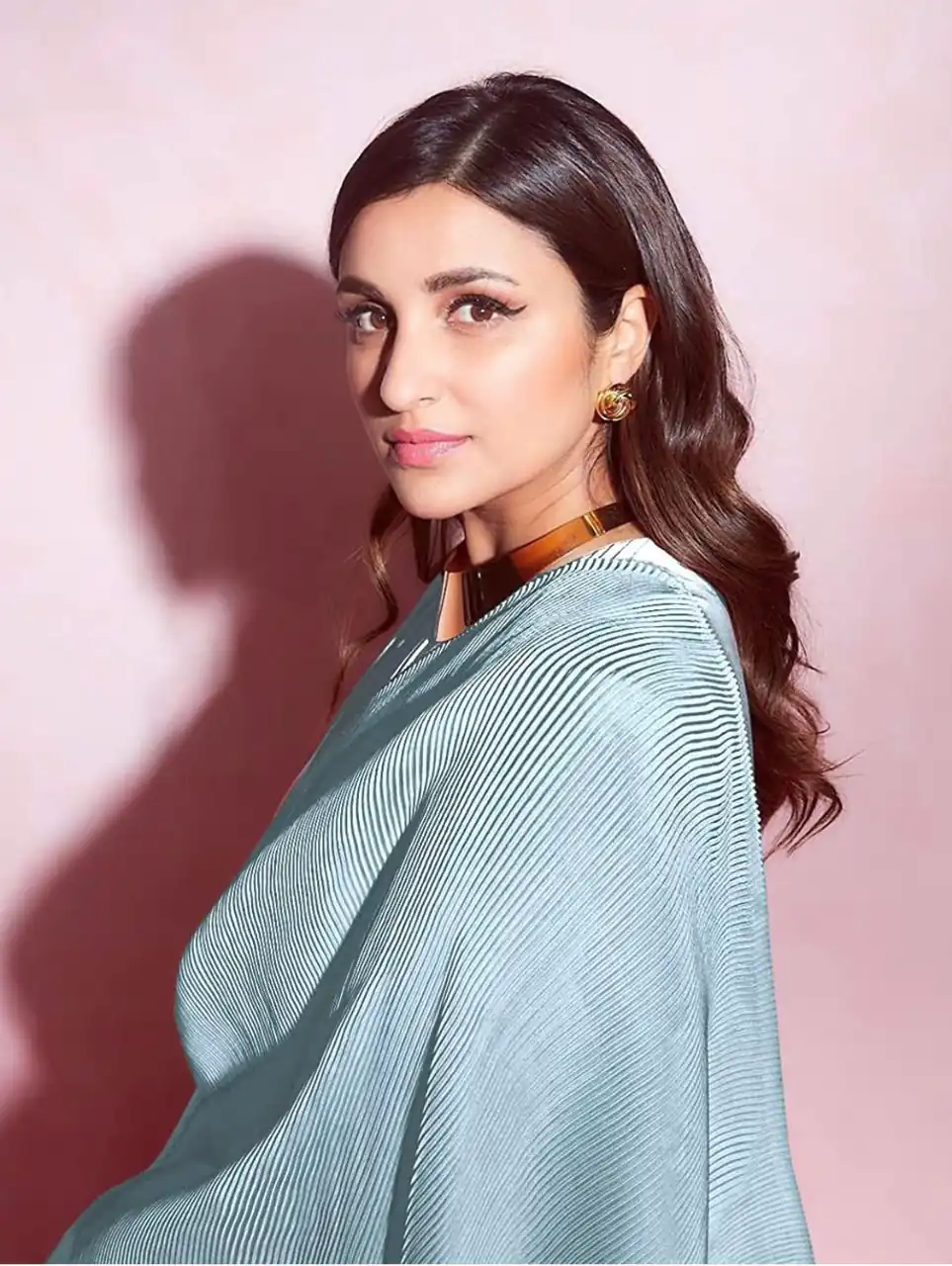 BT 1083 Sky Blue Saree : Premium Chinon Silk Work : Dazzling Pleating Work Casual, Party Wear, Wedding Parineeti Chopra Pleated Saree @1499/- | Sarees, Bollywood Sarees, Creative Sarees, Designer Sarees, Embroidered Sarees, Party Wear Sarees