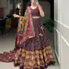 Angelic Wine Color Tussar Silk With Heavy Tassels patola printed  Lehenga Choli