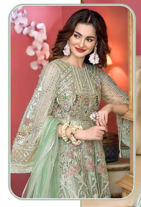 FC:-241 Green color heavy net with Embroidery And Sequence Stone Work Classic Anarkali Suit Wedding,Party,Festive@2299/- Only | Anarkali Suits, Bollywood Anarkali, Creative-Anarkali, Designer Anarkali, Embroidered Anarkali, Party Wear Anarkali