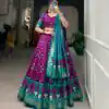 Glamorous Purple Color Tussar Silk Drawstring & Printed With Foil Print & Heavy Tassels Lehenga Choli