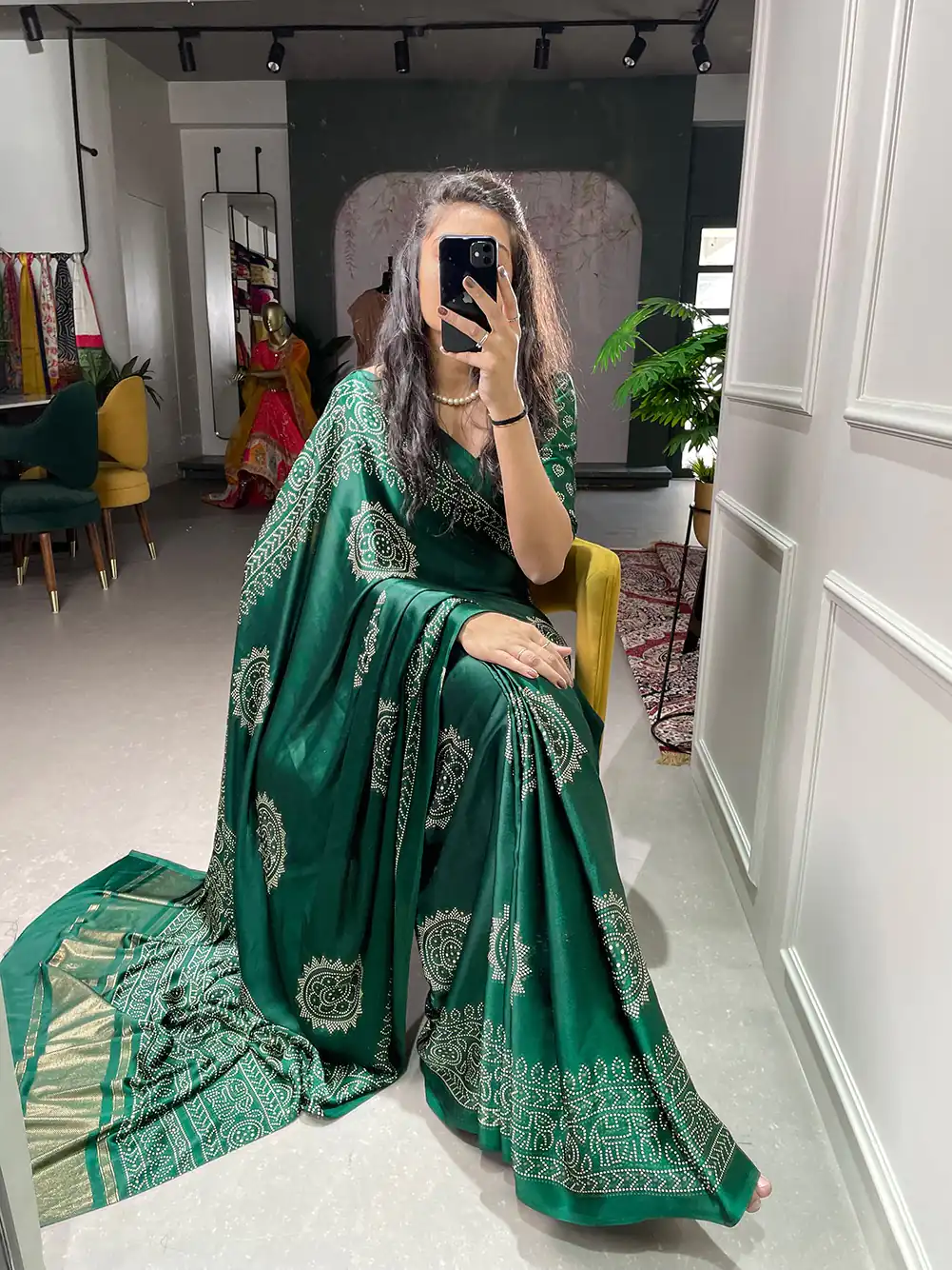 YNF 7803 Green Color Semi Gaji Satin Printing with Foil Work Saree Casual, Party Wear, Wedding, Events Etc. Expected Delivery 4-6 Working Days 1499/- | Sarees, Bollywood Sarees, Creative Sarees, Designer Sarees, Ethnic Saree, Modern Digital sarees, Party Wear Sarees
