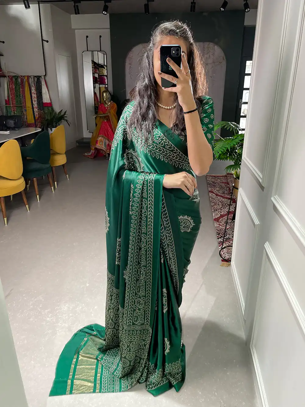 YNF 7803 Green Color Semi Gaji Satin Printing with Foil Work Saree Casual, Party Wear, Wedding, Events Etc. Expected Delivery 4-6 Working Days 1499/- | Sarees, Bollywood Sarees, Creative Sarees, Designer Sarees, Ethnic Saree, Modern Digital sarees, Party Wear Sarees