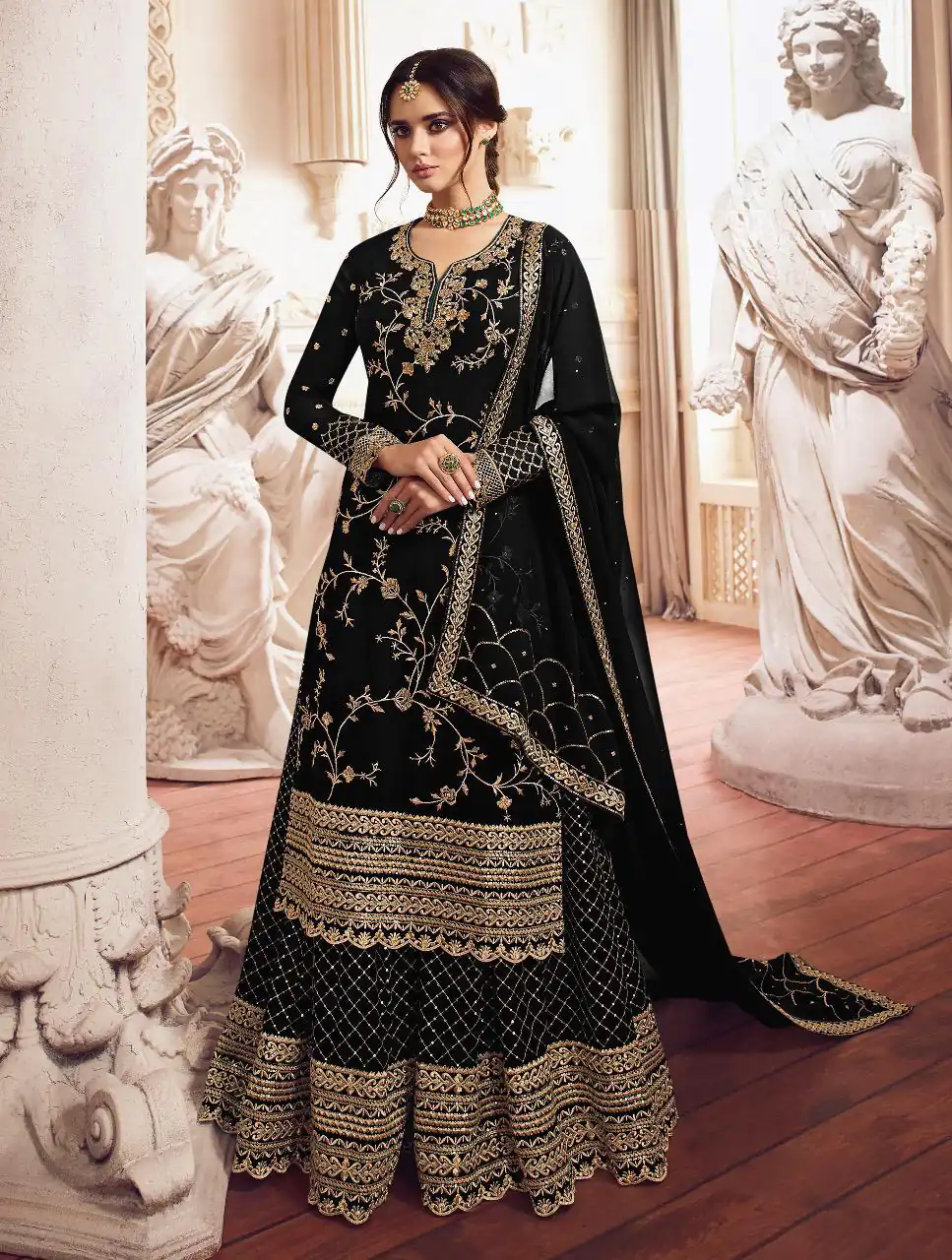 LT 4902 Black color Georgette With Embroidery sequence Work Sharara Suit Wedding, Festive, Events Etc. Expected Delivery 4-6 Working Days @2099/- | Jump Suits, Salwar suit, Designer Suits, Casual Suits, Creative suits, Palazzo Suits, Party Wear Suits, Patiala Suits, Straight Suits
