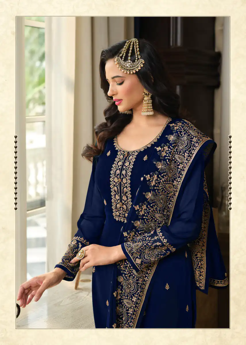 DS LT 8301 Blue color Georgette Embroidery Sequence Work Sharara Suit Wedding, Festive, Events Etc. Expected Delivery 4-6 Working Days @2149/- | Jump Suits, Salwar suit, Designer Suits, Casual Suits, Creative suits, Palazzo Suits, Party Wear Suits, Patiala Suits, Straight Suits