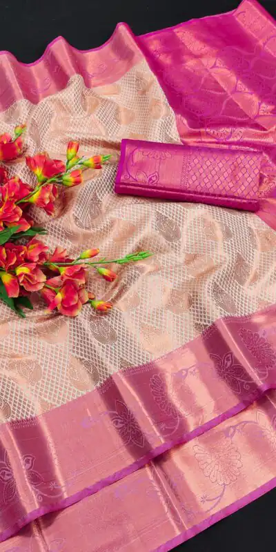 MB™3269 Golden Pink Color Lichi Silk Gold, Silver Zari Saree Casual, Party Wear, Wedding, Events, Festival, Etc. Expected Delivery 4-6 Working Days @1599/- | Sarees, Bollywood Sarees, Creative Sarees, Designer Sarees, Embroidered Sarees, Ethnic Saree, Modern Digital sarees, Party Wear Sarees
