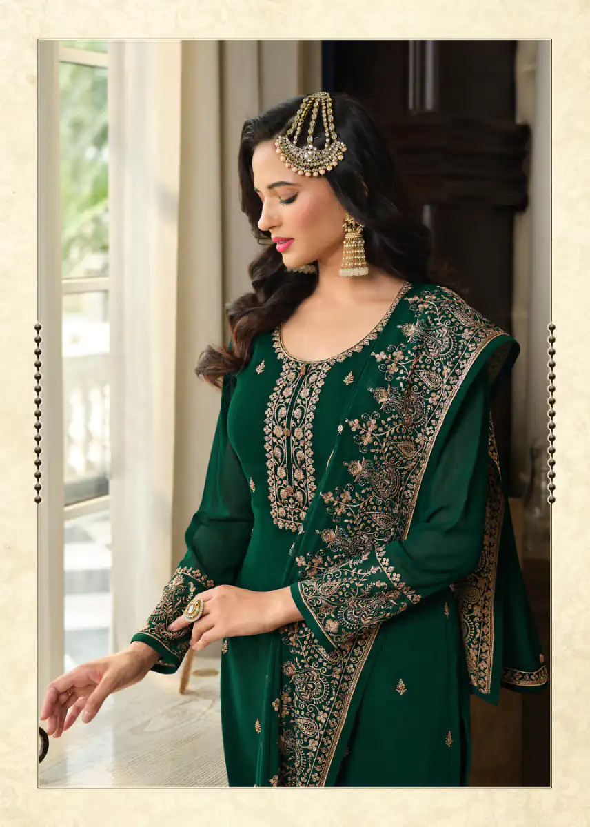 DS LT 8301 Green color Georgette Embroidery Sequence Work Sharara Suit Wedding, Festive, Events Etc. Expected Delivery 4-6 Working Days @2149/- | Jump Suits, Salwar suit, Designer Suits, Casual Suits, Creative suits, Palazzo Suits, Party Wear Suits, Patiala Suits, Straight Suits