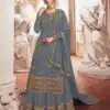 Adorable Grey Color Georgette Embroidery Sequence Sharara Suit