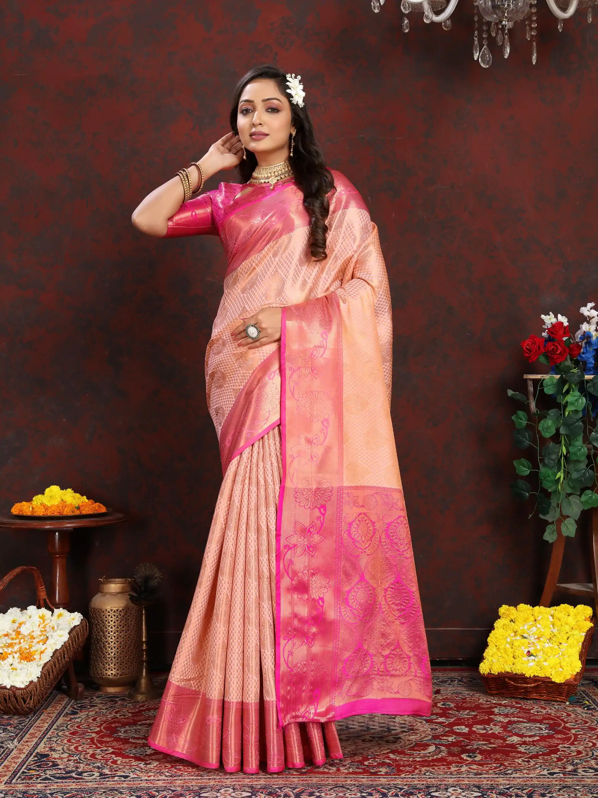MB™3269 Pink Color Lichi Silk Gold, Silver Zari Weaving Saree Casual, Party Wear, Wedding, Events, Festival, Etc. Expected Delivery 4-6 Working Days @1599/- | Sarees, Bollywood Sarees, Creative Sarees, Designer Sarees, Embroidered Sarees, Ethnic Saree, Modern Digital sarees, Party Wear Sarees