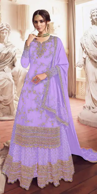 LT 4902 Purple color Georgette With Embroidery sequence Work Sharara Suit Wedding, Festive, Events Etc. Expected Delivery 4-6 Working Days @2099/- | Jump Suits, Salwar suit, Designer Suits, Casual Suits, Creative suits, Palazzo Suits, Party Wear Suits, Patiala Suits, Straight Suits