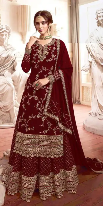 LT 4902 Red color Georgette With Embroidery Sequence Work Sharara Suit Wedding, Festive, Events Etc. Expected Delivery 4-6 Working Days @2099/- | Jump Suits, Salwar suit, Designer Suits, Casual Suits, Creative suits, Palazzo Suits, Party Wear Suits, Patiala Suits, Straight Suits