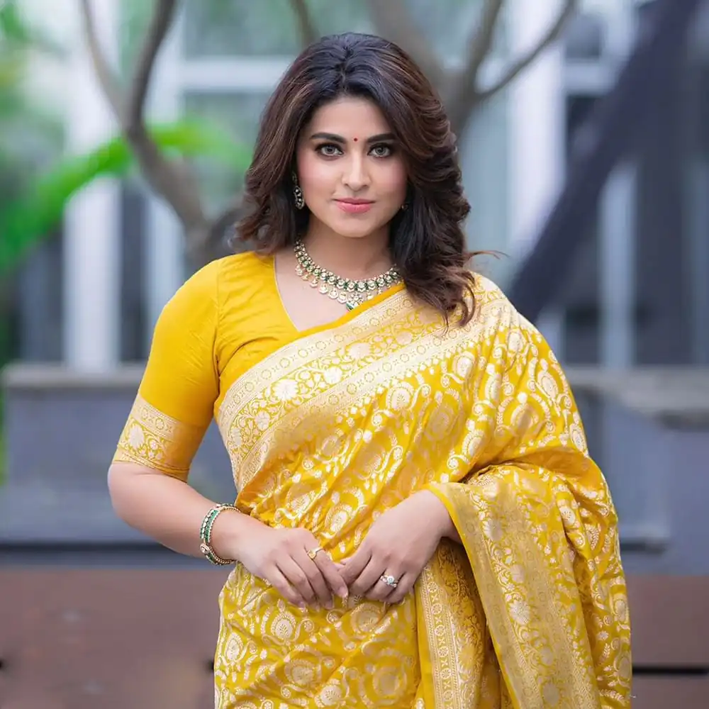 DDF Yellow Zalar Color Banarasi Soft Silk Ordinary Design Saree Casual, Party Wear, Wedding, Events, Etc. Expected Delivery 4-6 Working Days 1399/- | Sarees, Bollywood Sarees, Creative Sarees, Designer Sarees, Embroidered Sarees, Ethnic Saree, Modern Digital sarees, Party Wear Sarees