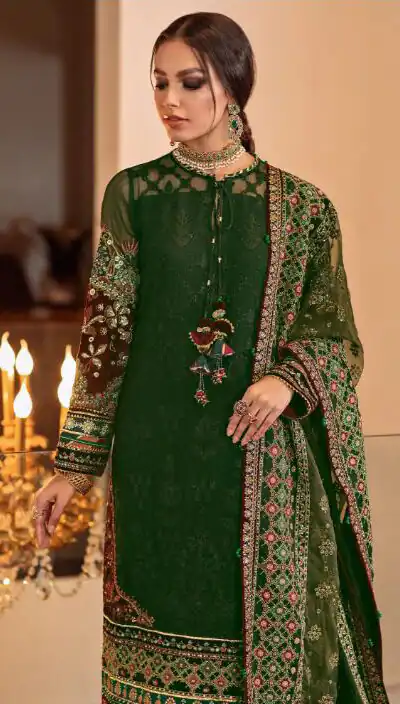 Ds 129 Green Color Georgette Embroidery Stone work Sharara suit Wedding, Party, Festive, Events Etc. Expected Delivery 4-6 Working Days @2049/- | Salwar suit, Designer Suits, Casual Suits, Creative suits, Palazzo Suits, Party Wear Suits, Straight Suits