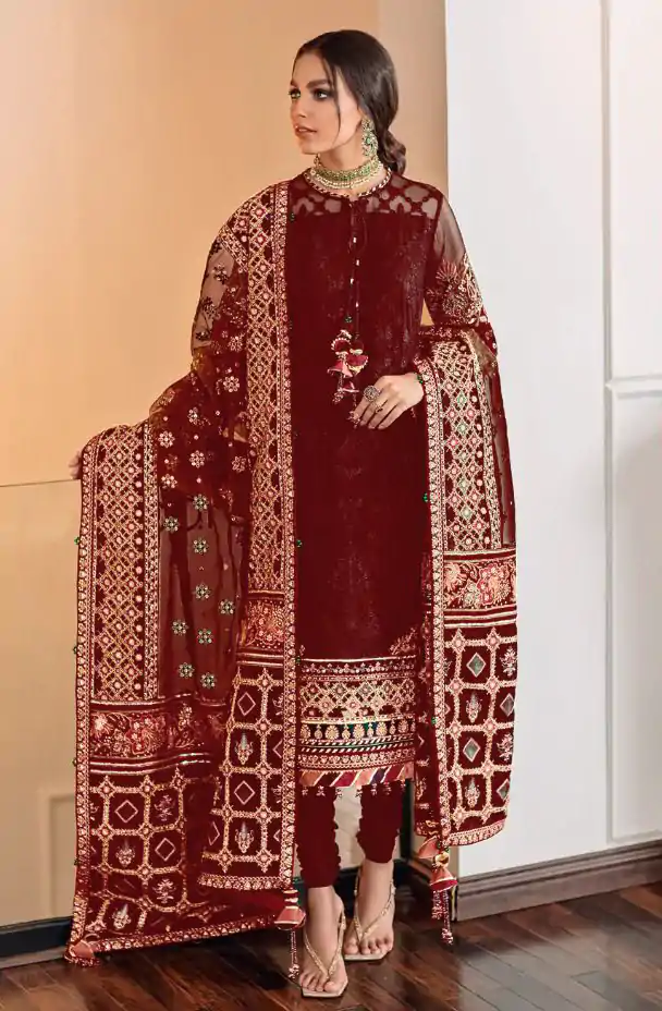 Ds 129 Maroon Color Georgette Embroidery Stone Work Sharara Suit Wedding, Party, Festive, Events Etc. Expected Delivery 4-6 Working Days @2049/- | Salwar suit, Designer Suits, Casual Suits, Creative suits, Palazzo Suits, Party Wear Suits, Straight Suits