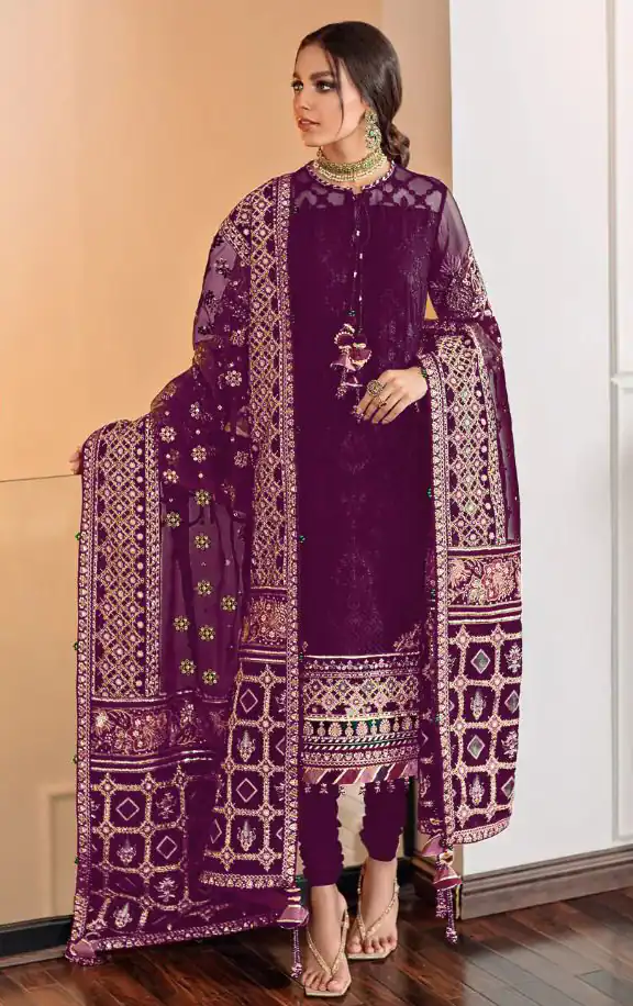 Ds 129 Purple Color Georgette Embroidery Stone Work Sharara Suit Wedding, Party, Festive, Events Etc. Expected Delivery 4-6 Working Days @2049/- | Salwar suit, Designer Suits, Casual Suits, Creative suits, Palazzo Suits, Party Wear Suits, Straight Suits