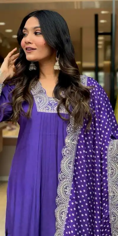 AD 148  Violet Color Heavy Modal Silk Embroidery work Kurti Casual, Wedding, Party, Festive, Events Etc. Expected Delivery 4-6 Working Days @1899/- | Kurti, Bollywood Kurti, Creative Kurtis, Designer Kurti, Party Wear Kurti, Selfie Kurti