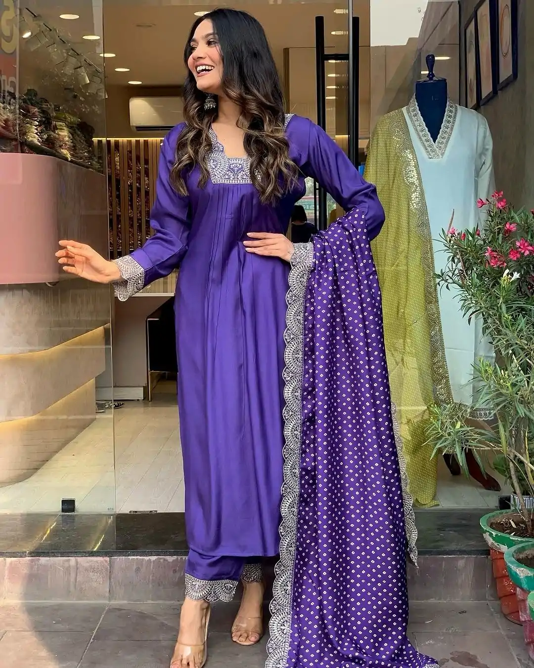 AD 148  Violet Color Heavy Modal Silk Embroidery work Kurti Casual, Wedding, Party, Festive, Events Etc. Expected Delivery 4-6 Working Days @1899/- | Kurti, Bollywood Kurti, Creative Kurtis, Designer Kurti, Party Wear Kurti, Selfie Kurti