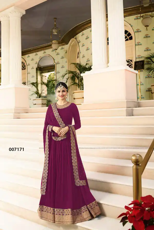 FC 7171 Purple Color Georgette Embroidery work Anarkali Suit Casual, Wedding, Party, Festive, Events Etc. Expected Delivery 4-6 Working Days @1999/- | Anarkali Suits, Bollywood Anarkali, Creative-Anarkali, Designer Anarkali, Embroidered Anarkali, Party Wear Anarkali